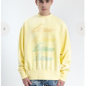 WE11DONE Hand Bleached Iridescent Logo Yellow Men's Sweater‎